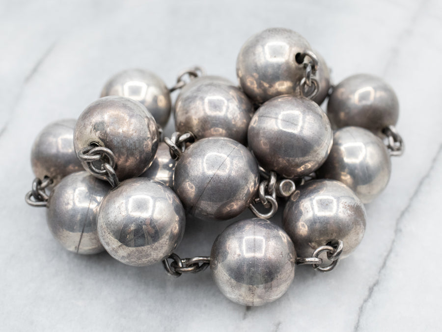 Sterling Silver Large Ball Bead Necklace