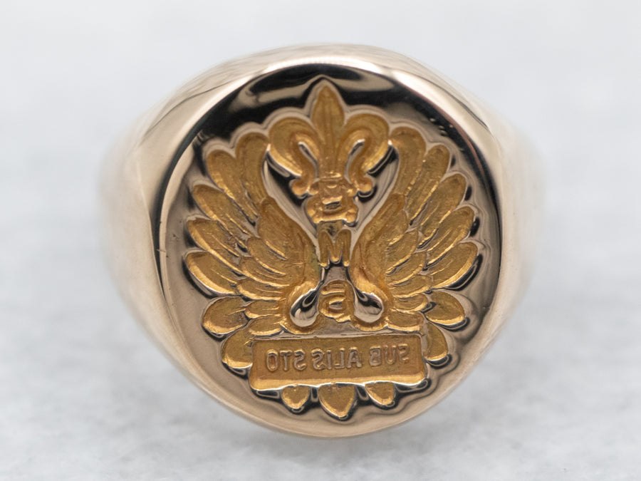 Vintage Family Crest Signet Ring