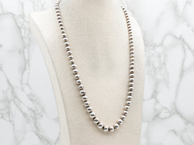 Sterling Silver Graduated Bead Necklace