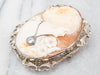Classic Yellow Gold Cameo Brooch or Pendant with Diamond Accent