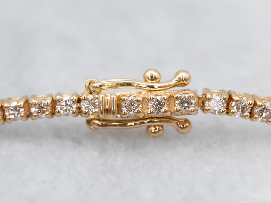 Luxurious Yellow Gold Diamond Tennis Bracelet