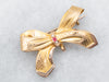 Victorian Gold Ruby Doublet and Seed Pearl Bow Brooch