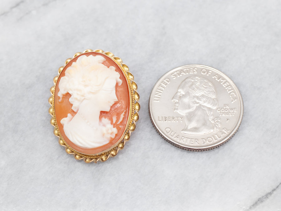 Yellow Gold Cameo Pendant or Brooch