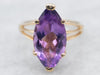 Yellow Gold Marquise Cut Amethyst Cocktail Ring