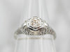 Art Deco European Cut Diamond Solitaire Engagement Ring