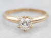 Yellow Gold Old Mine Cut Diamond Solitaire Engagement Ring