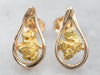 Teardrop Gold Nugget Drop Earrings