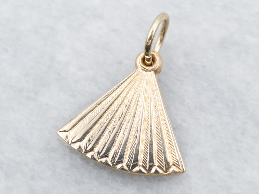 Yellow Gold Hand Fan Charm with Hidden "I Love You" Message
