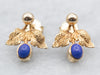 Vintage Gold Botanical Lapis Stud Earrings
