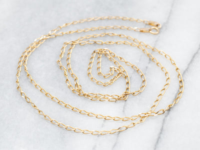 Yellow Gold Elongated Curb Chain with Spring Ring Clasp