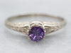 Yellow Gold Round Cut Purple Sapphire Solitaire Ring