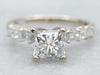 White Gold GSI Certified Diamond Engagement Ring with Diamond Accents
