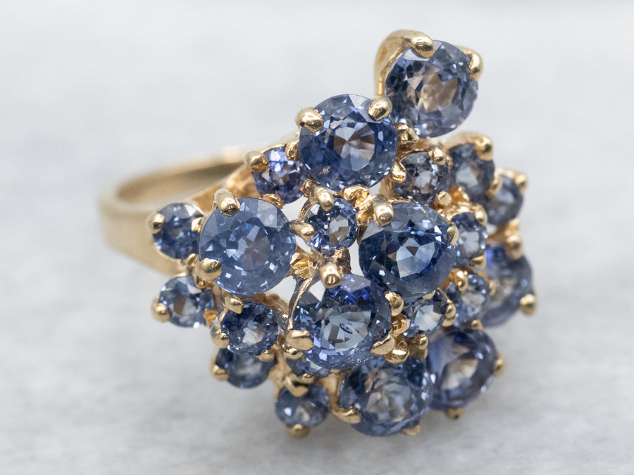 Yellow Gold Sapphire Cluster Ring