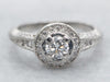 Platinum Diamond Engagement Ring with Diamond Halo and Diamond Shoulders