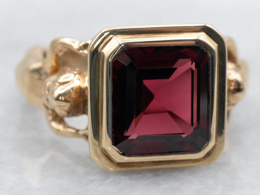 Vintage Bezel Set Garnet Ring
