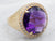 Yellow Gold Amethyst Cocktail Ring with Diamond Halo