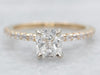 Two Tone GIA Certified Diamond Engagement Ring with Diamond Accents