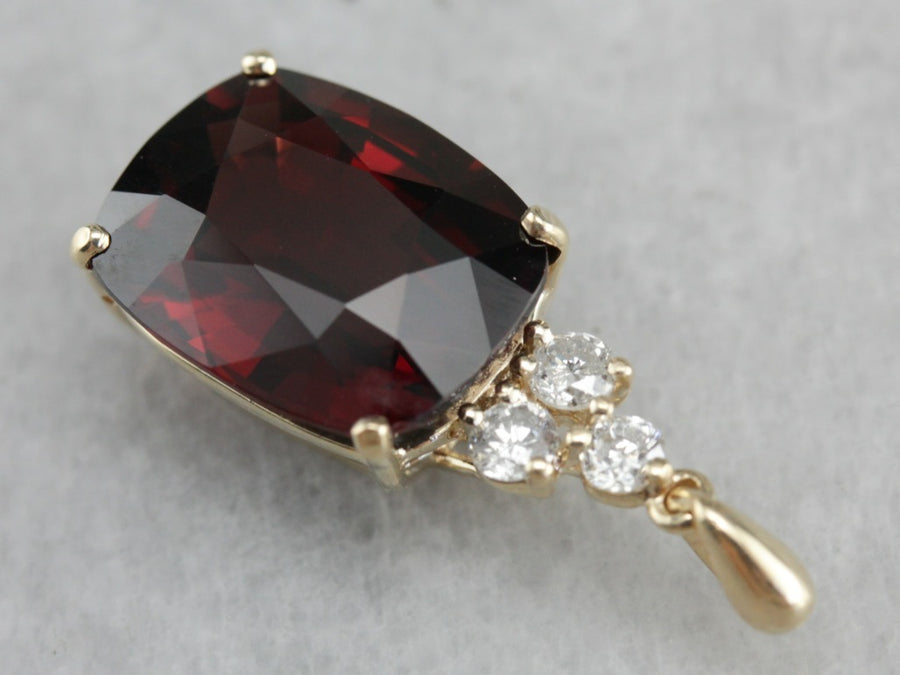 Pyrope Garnet and Diamond Pendant