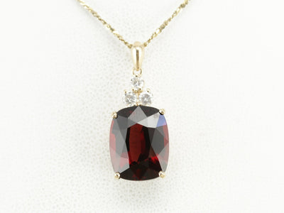 Pyrope Garnet and Diamond Pendant