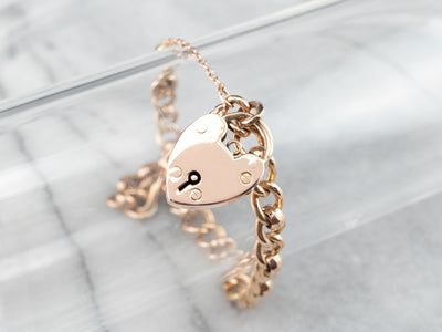 Victorian Rose Gold Heart Lock Chain Bracelet