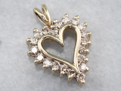 Champagne Diamond Heart Halo Pendant