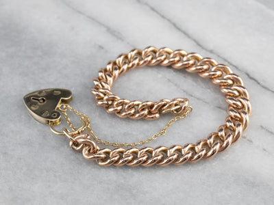 Vintage Heart Lock Two Tone Gold Chain Bracelet