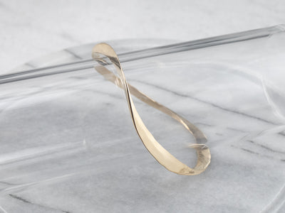 Modernist Hammered Gold Bangle Bracelet