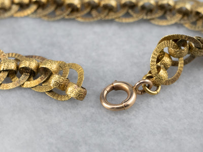 Victorian Gold Textured Chain Link Bracelet