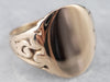 10K Rose Gold Vintage Scroll Shoulder Oval Top Signet Ring