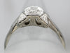 Floral Art Deco Old Mine Cut Diamond Engagement Ring