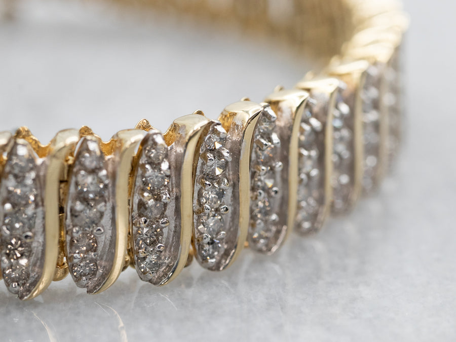 Two-Toned Vintage Diamond Encrusted Tennis Bracelet