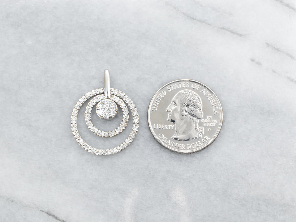 Triple Diamond Halo Ring Pendant