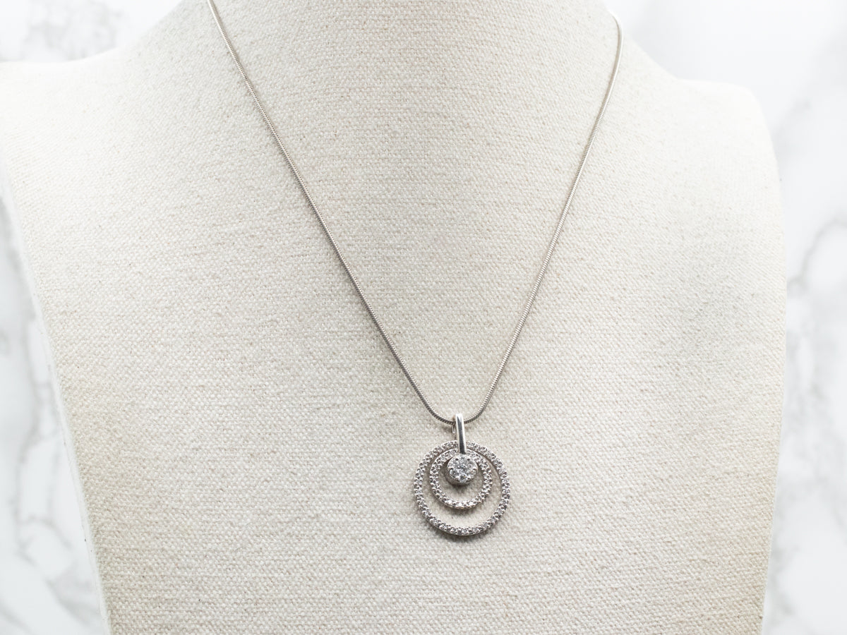 Triple Diamond Halo Ring Pendant