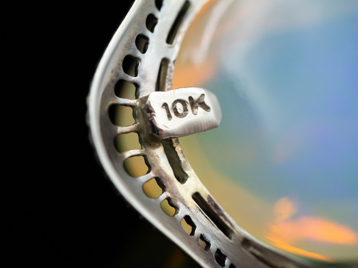 Ethiopian Opal and Filigree White Gold Pendant of Incredible Quality