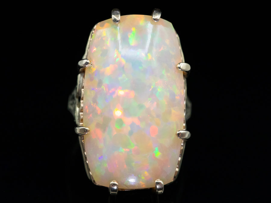 Confetti Color, Large Opal in Vintage Cocktail Mounting