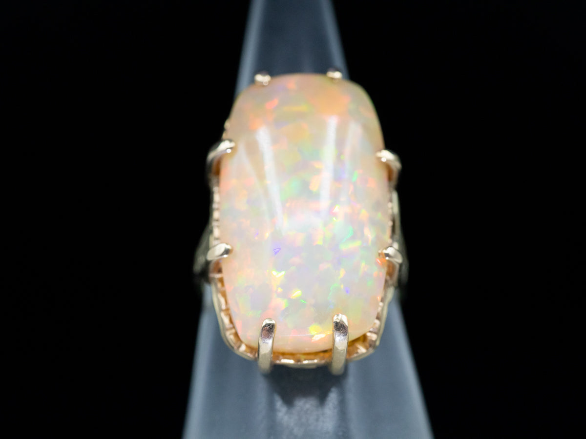 Confetti Color, Large Opal Ring in Vintage Cocktail Mounting