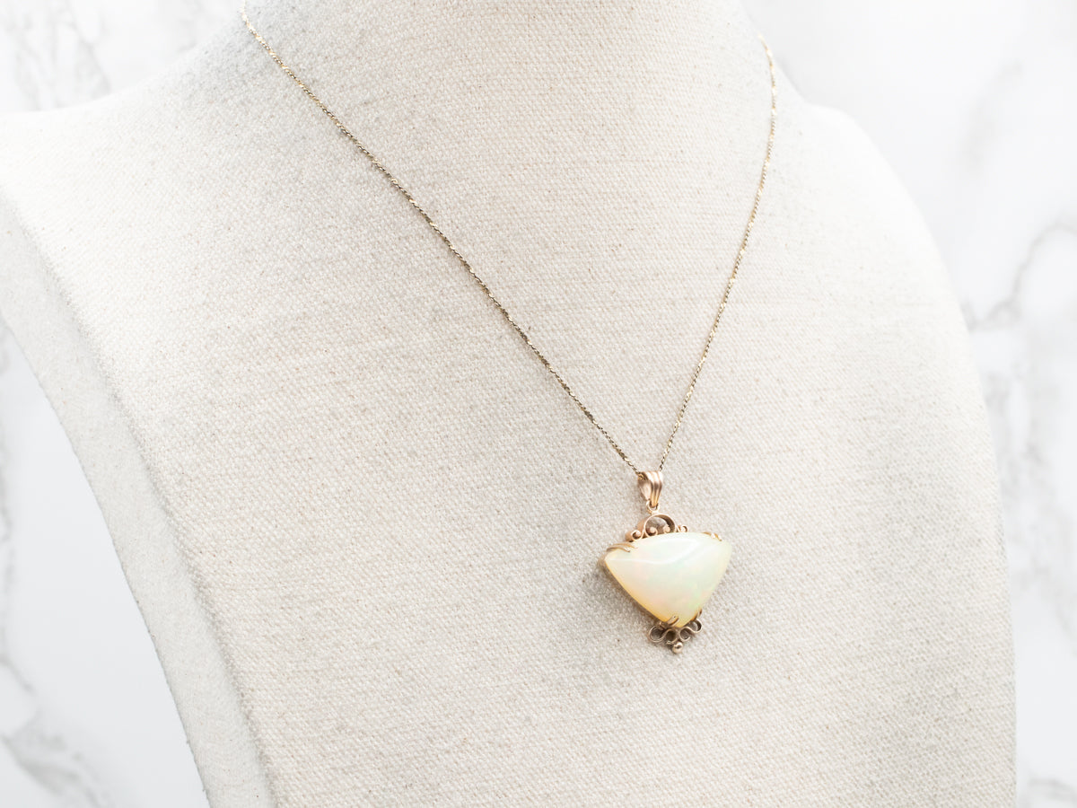 Rose Gold Opal Cabochon Pendant