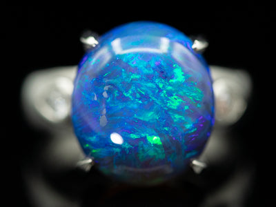 Bold Black Opal and Diamond Statement Ring