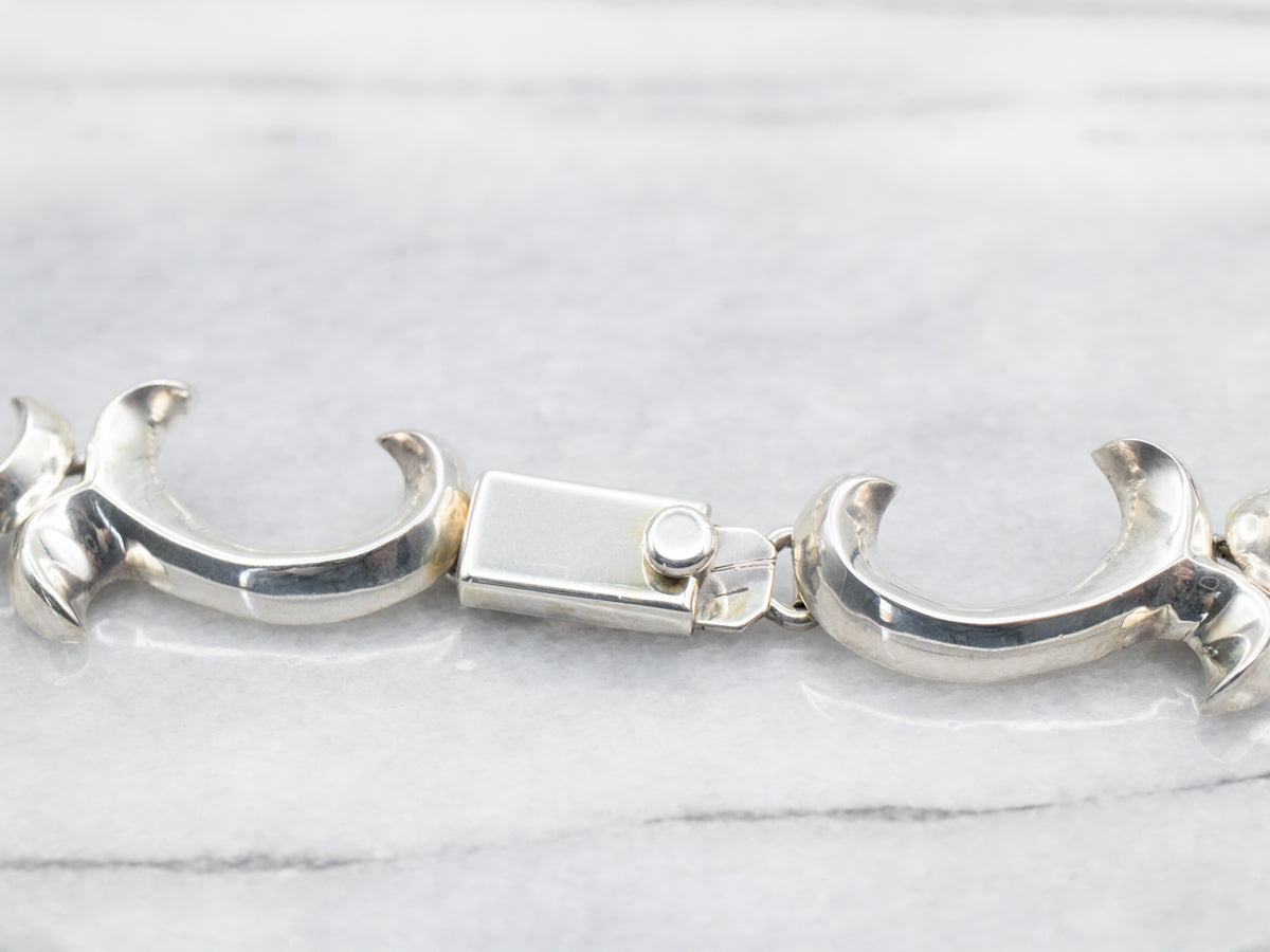 Sterling Silver Flourish Link Choker Necklace