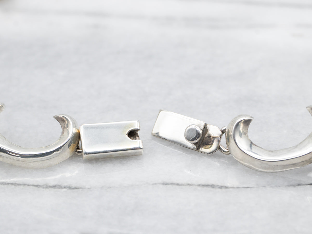Sterling Silver Flourish Link Choker Necklace