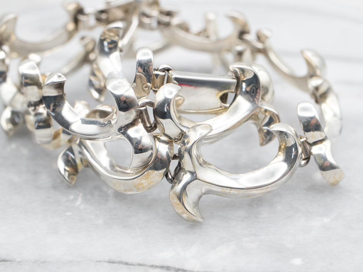 Sterling Silver Flourish Link Choker Necklace