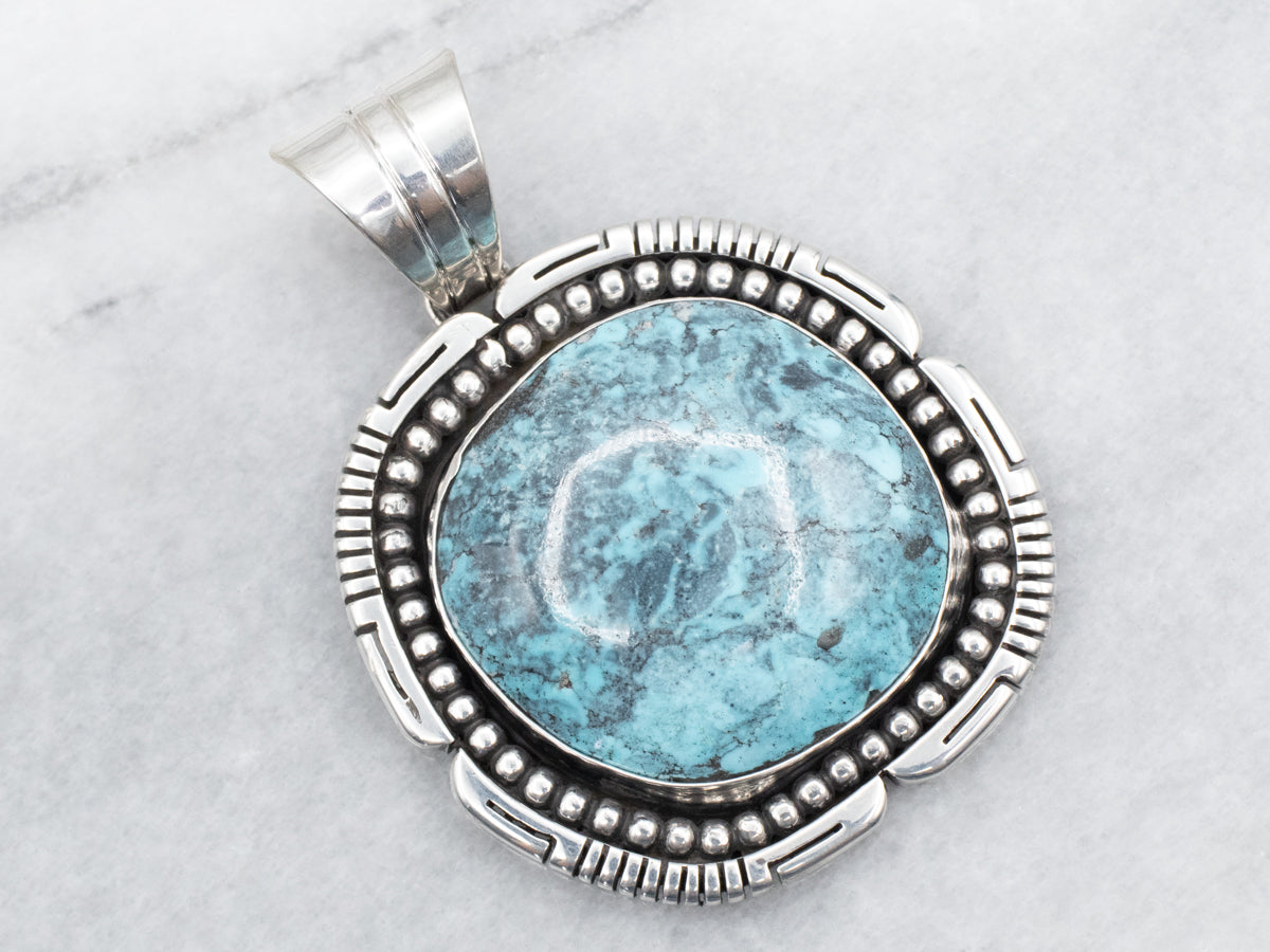 Sterling Silver Native American Made Repolished Turquoise Pendant