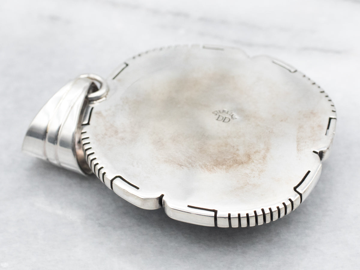 Sterling Silver Native American Made Repolished Turquoise Pendant