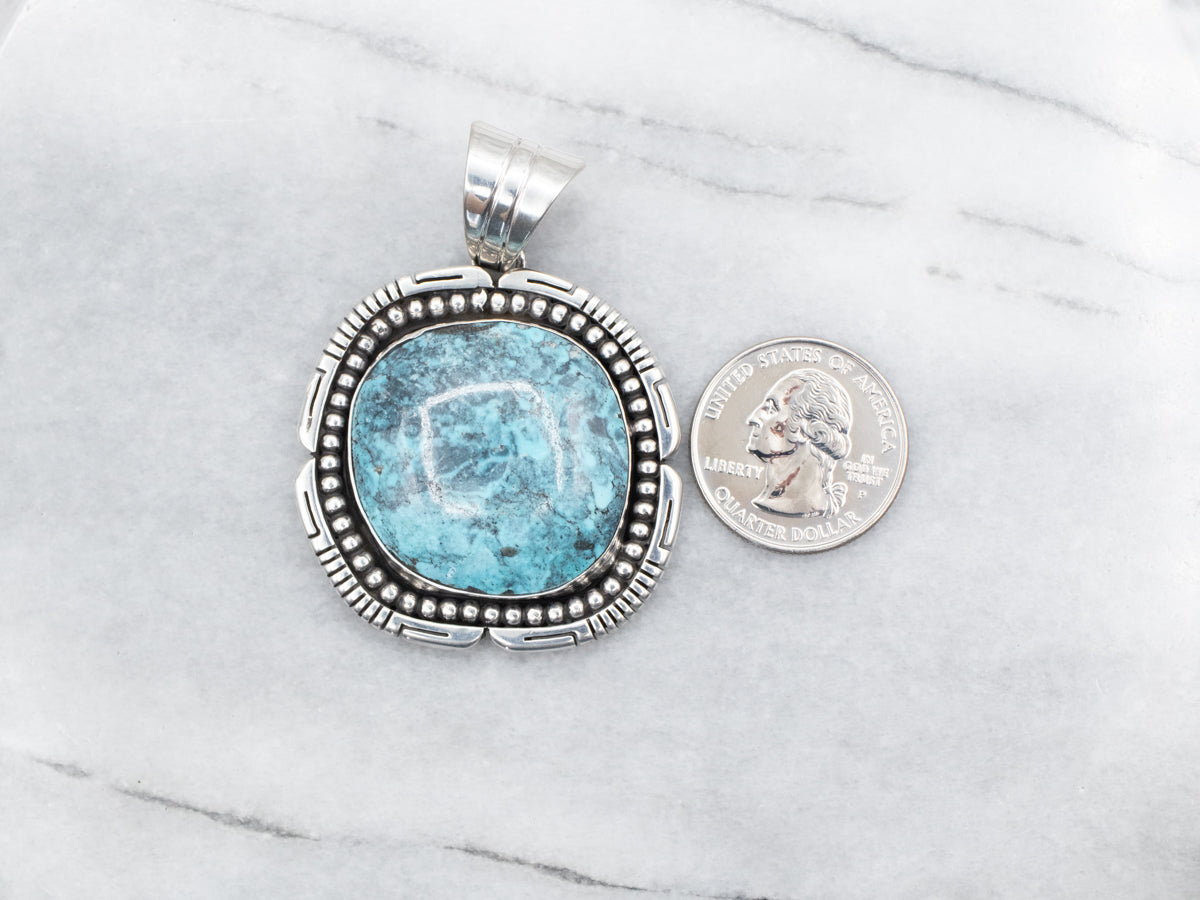 Sterling Silver Native American Made Repolished Turquoise Pendant