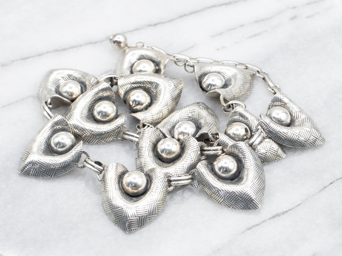 Sterling Silver Curved Triangle Link Adjustable Necklace