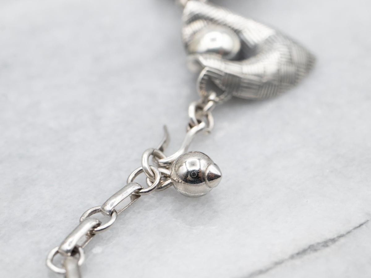 Sterling Silver Curved Triangle Link Adjustable Necklace