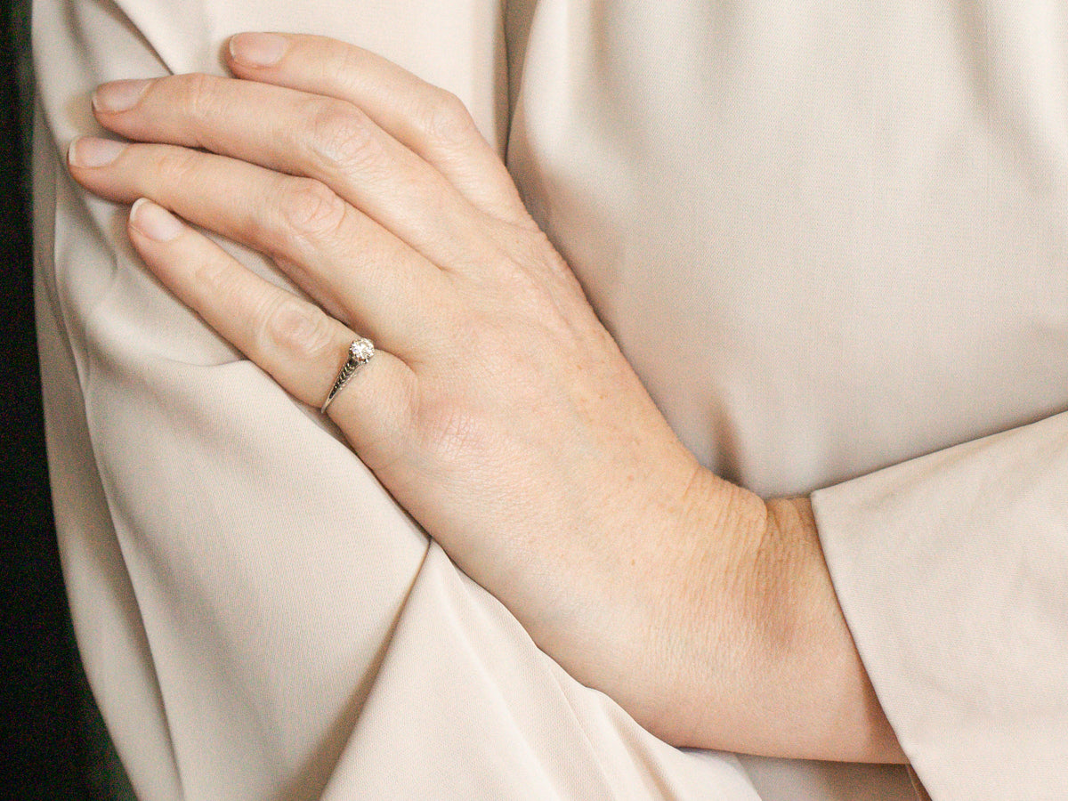 Old European Cut Diamond Solitaire Engagement Ring