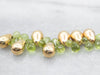 Briolette Cut Peridot and Gold Cluster Drop Necklace