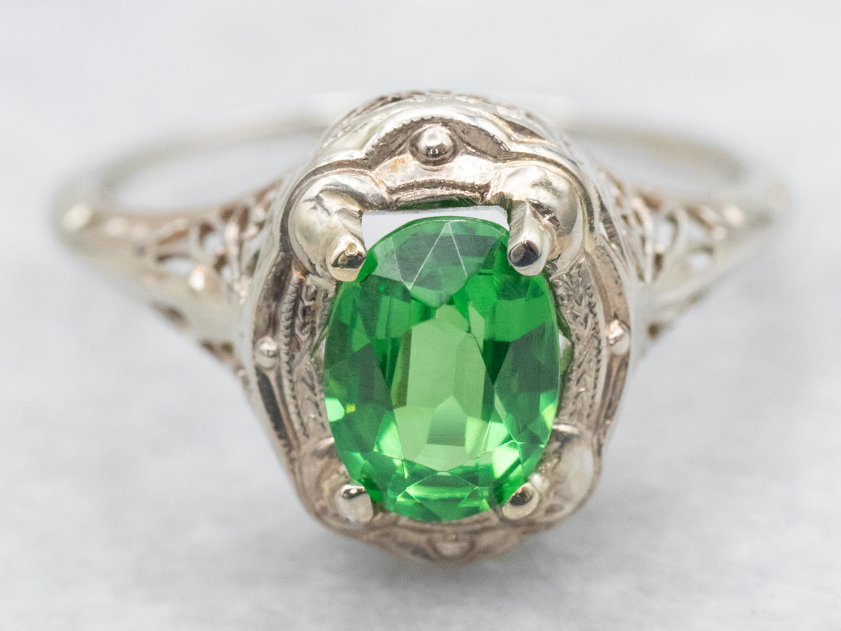 Art Deco Tsavorite Garnet Solitaire Ring