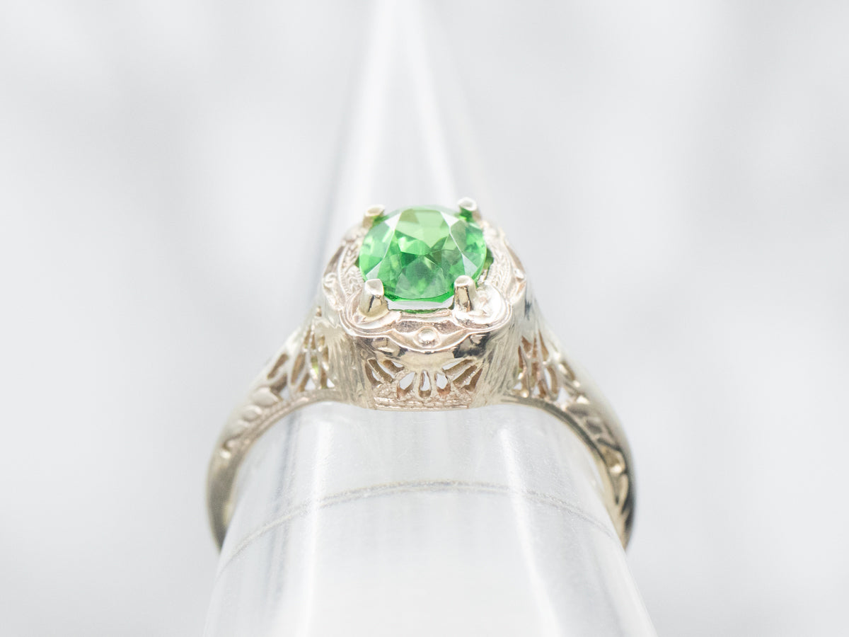 Art Deco Tsavorite Garnet Solitaire Ring